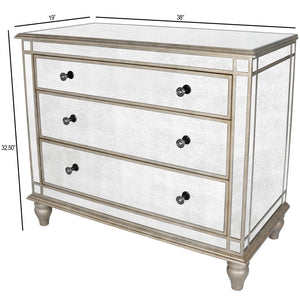 Homeroots Rectangle Mirrored Three Drawer Console Storage Chest  Solid And Manufactured Wood 383193