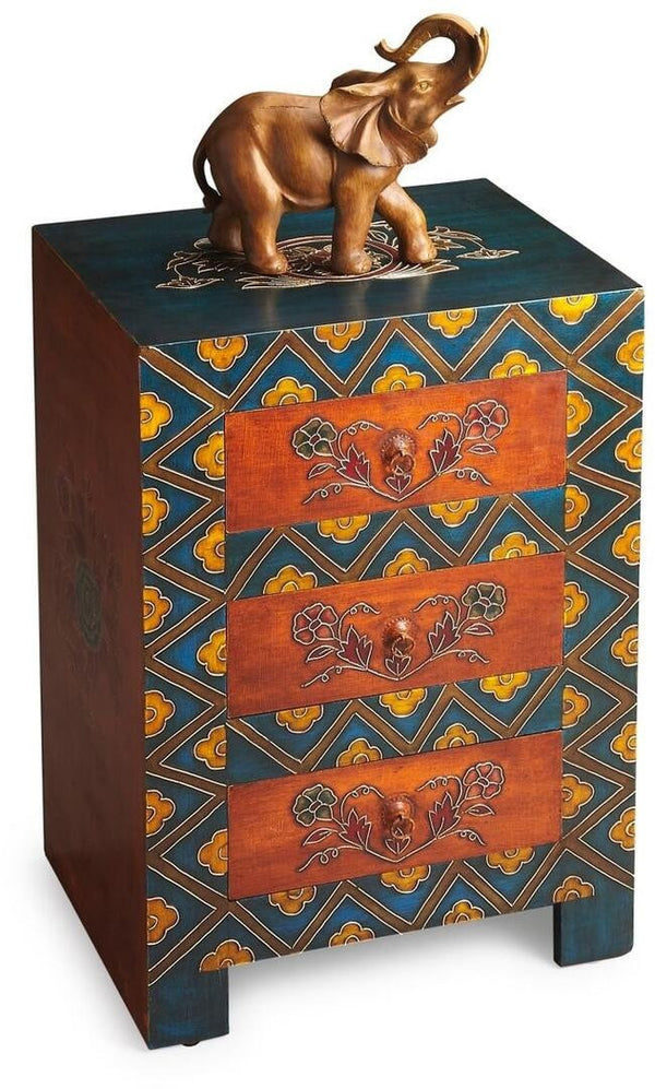 Homeroots Stylish Hand Painted 3 Drawer Accent Cabinet  Wood 383195