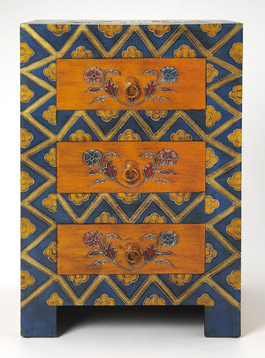 Homeroots Stylish Hand Painted 3 Drawer Accent Cabinet  Wood 383195