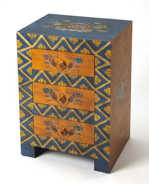 Homeroots Stylish Hand Painted 3 Drawer Accent Cabinet  Wood 383195