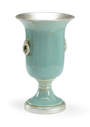 Chelsea House Ring Trophy Porcelain Vase By Bradshaw Orrell — Antique Mint Green Glaze With Silver Accents, 18" H 383197