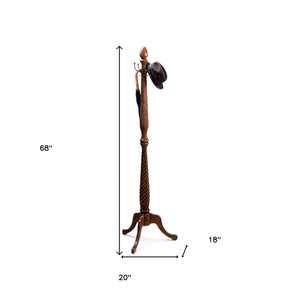 Homeroots Unique Hand Carved Wooden Coat Rack  Wood 383206