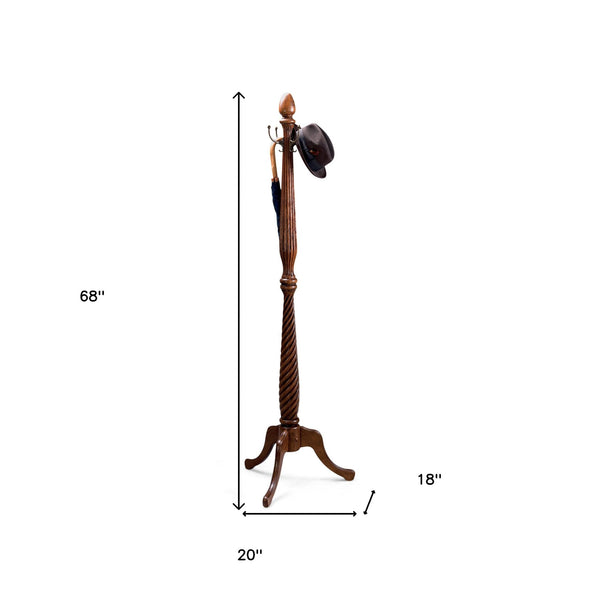 Homeroots Unique Hand Carved Wooden Coat Rack  Wood 383206