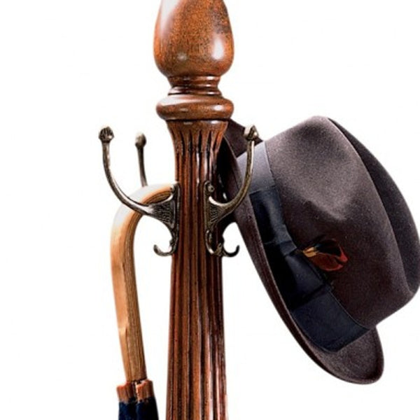 Homeroots Unique Hand Carved Wooden Coat Rack  Wood 383206