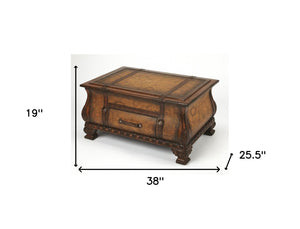 HomeRoots 38" Brown Wood Coffee Table with Drawer - Elegant Design, Practical Storage, Fully Assembled & Ready to Use 383210