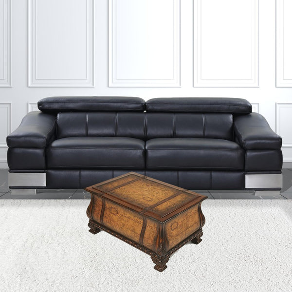 HomeRoots 38" Brown Wood Coffee Table with Drawer - Elegant Design, Practical Storage, Fully Assembled & Ready to Use 383210