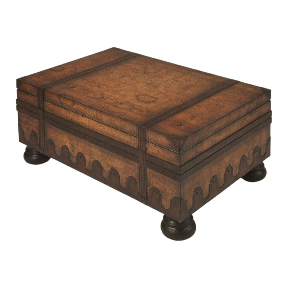 HomeRoots 36" Brown Wood Coffee Table with Drawer - Timeless Antique-Style Centerpiece for Living Spaces & Offices 383211