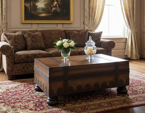 HomeRoots 36" Brown Wood Coffee Table with Drawer - Timeless Antique-Style Centerpiece for Living Spaces & Offices 383211