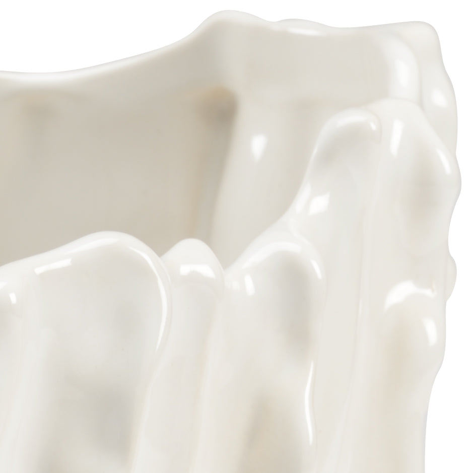 Chelsea House Rhinehart Ribbed Porcelain Bowl In White — 16.5" Oval Decorative Planter, Fruit Bowl & Centerpiece 383215