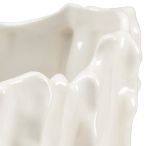 Chelsea House Rhinehart Ribbed Porcelain Bowl In White — 16.5" Oval Decorative Planter, Fruit Bowl & Centerpiece 383215