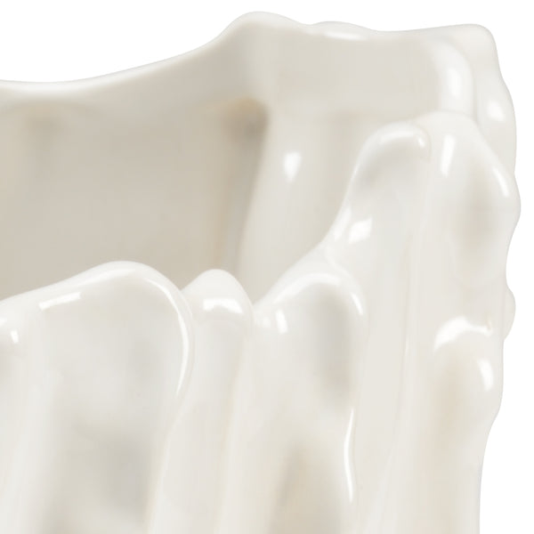 Chelsea House Rhinehart Ribbed Porcelain Bowl In White — 16.5" Oval Decorative Planter, Fruit Bowl & Centerpiece 383215