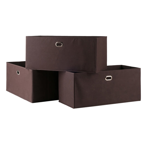 Winsome Wood Torino 3-piece Foldable Fabric Basket Set In Chocolate - Stylish Storage For Clothes, Toys & More! Chocolate Fabric 38323-winsome-wood