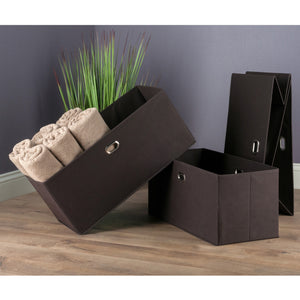Winsome Wood Torino 3-piece Foldable Fabric Basket Set In Chocolate - Stylish Storage For Clothes, Toys & More! Chocolate Fabric 38323-winsome-wood