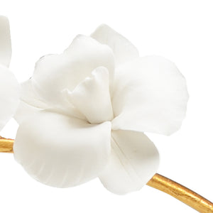 Chelsea House Orchid Sculptural Accent By Bradshaw Orrell — Porcelain Blossoms, Antique Gold Stem, Crystal Base 383243