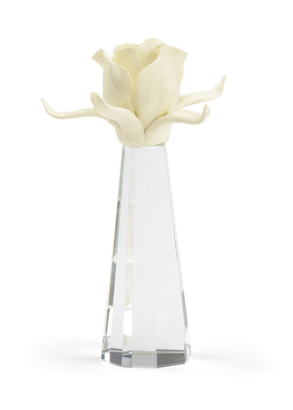Chelsea House Small Cream Porcelain Rose On Crystal Stand — Compact 9" Decorative Accent For Mantel, Shelf, Gift Elegante 383255