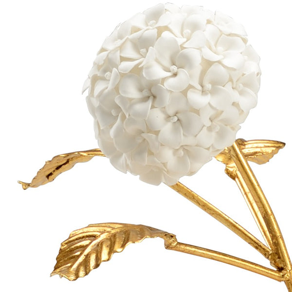 Chelsea House Hydrangea Porcelain Sculpture On Crystal Stand — Hand-Finished Gold Leaf Blooms For Tabletop Decor 383258