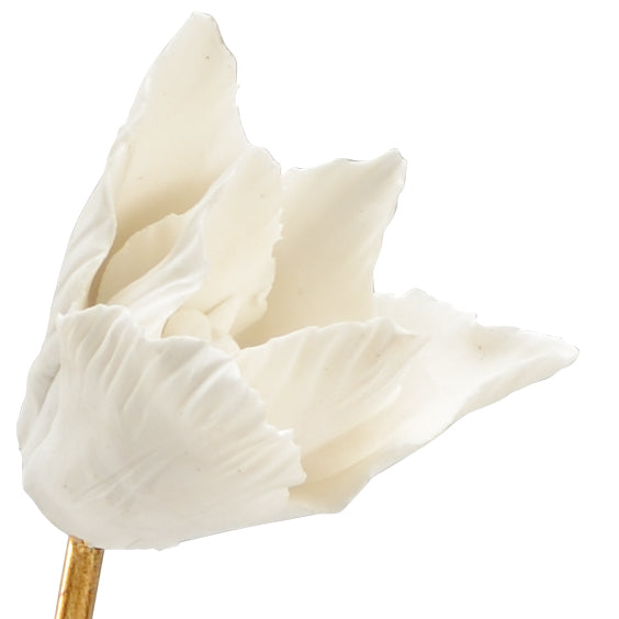 Chelsea House Tulip Handcrafted Porcelain Accent With Matte White Blossom, Antique Gold Stem On Crystal Stand, 23.5" 383259