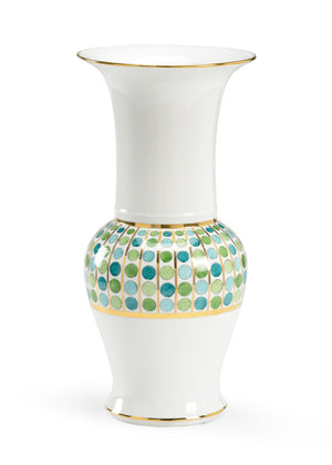Chelsea House Cambridge Porcelain Vase With Layered Green Pattern & Subtle Gold Accents — 17" Decorative Focal Piece 383262