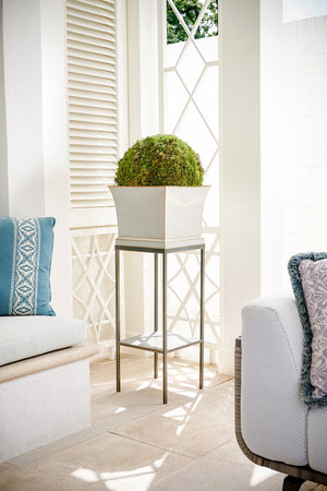 Chelsea House Morrow Tole Planter With Antique White Lacquer, Charcoal Stand & Gold Edge — 40" Tall Iron Accent Piece 383265