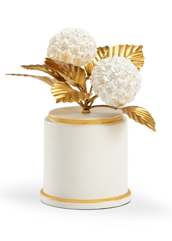 Chelsea House Hydrangea By Bradshaw Orrell — Handcrafted Cream Porcelain Blossoms With Antique Gold Iron Leaves, 11.5" H Decorative Accent 383266