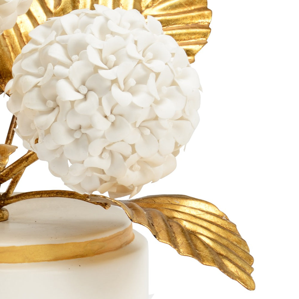 Chelsea House Hydrangea By Bradshaw Orrell — Handcrafted Cream Porcelain Blossoms With Antique Gold Iron Leaves, 11.5" H Decorative Accent 383266