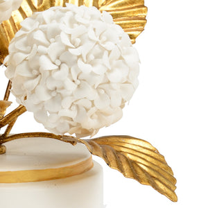 Chelsea House Hydrangea By Bradshaw Orrell — Handcrafted Cream Porcelain Blossoms With Antique Gold Iron Leaves, 11.5" H Decorative Accent 383266