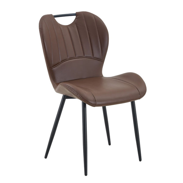 English Elm Set of 4 Olive Fabric Dining Chairs Ergonomic Cushion Black Steel Frame Modern Black+Brown W1151P454885