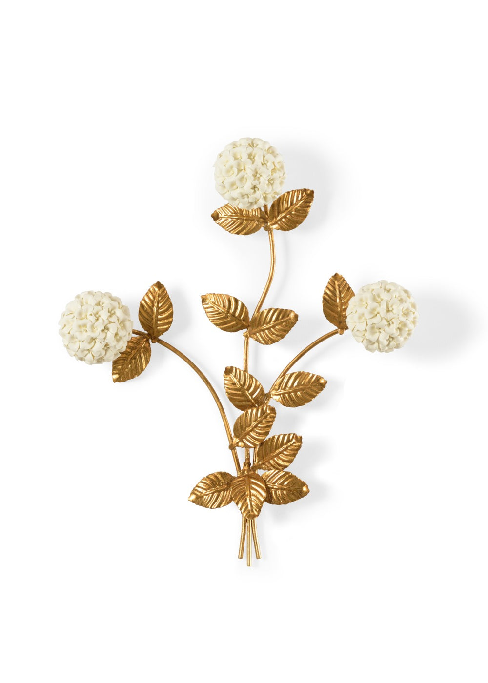Chelsea House Hydrangea Porcelain Sculpture With Antique Gold Leaf Stem — Cream Floral Accent For Mantel & Console 383278