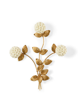 Chelsea House Hydrangea Porcelain Sculpture With Antique Gold Leaf Stem — Cream Floral Accent For Mantel & Console 383278