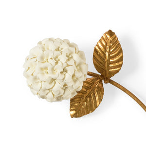 Chelsea House Hydrangea Porcelain Sculpture With Antique Gold Leaf Stem — Cream Floral Accent For Mantel & Console 383278