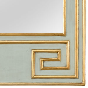 Chelsea House Greek Hall Mirror Hand-Painted Mint Green With Gold Leaf Accents, Beveled Glass, 46.5" H Elegance 383293