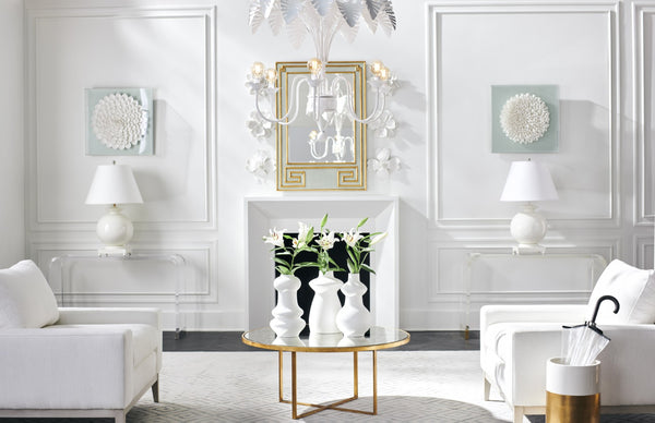 Chelsea House Greek Hall Mirror Hand-Painted Mint Green With Gold Leaf Accents, Beveled Glass, 46.5" H Elegance 383293