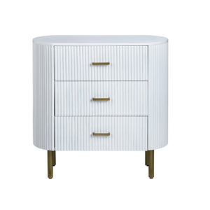 Crestview Collection White Fluted Oval Chest - Matte White Storage Solution With Brass Accents For Stylish Organization White Solid Wood Cvfdr1302