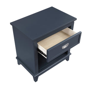 English Elm Navy Blue Nightstand with Drawer & Open Shelf, Dovetail Construction, Nickel Ring Pulls, No Assembly Required B011P365520