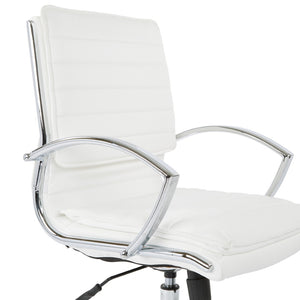 OSP Home Furnishings Mid Back Faux Leather Manager Chair with Lumbar Support and Chrome Loop Arms White SPX23591C-U11