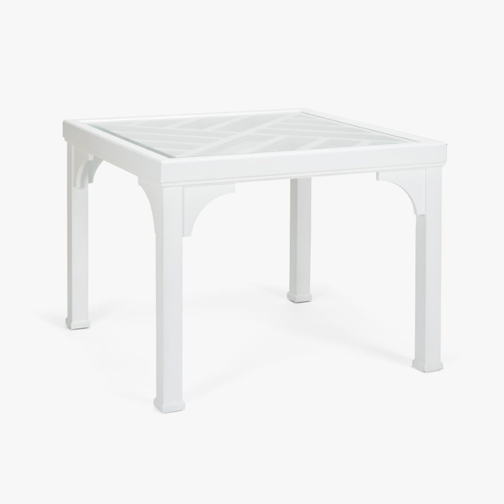 Chelsea House Bolton Transitional Game Table By Jamie Merida — White Painted Wood With Beveled Glass Top, 40" 383303