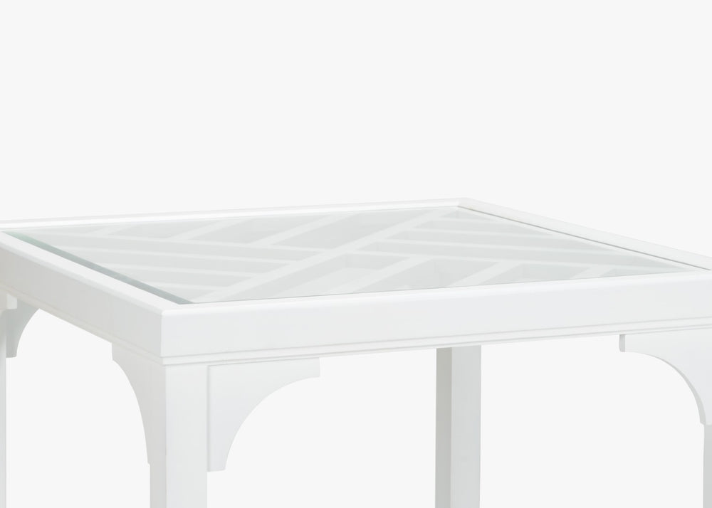 Chelsea House Bolton Transitional Game Table By Jamie Merida — White Painted Wood With Beveled Glass Top, 40" 383303
