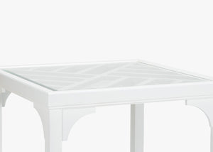 Chelsea House Bolton Transitional Game Table By Jamie Merida — White Painted Wood With Beveled Glass Top, 40" 383303