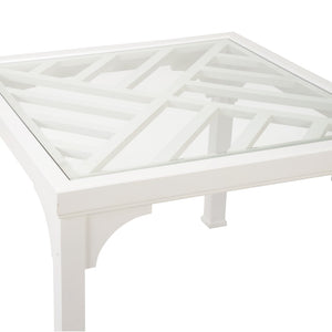 Chelsea House Bolton Transitional Game Table By Jamie Merida — White Painted Wood With Beveled Glass Top, 40" 383303