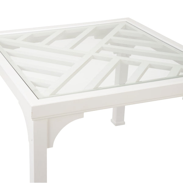 Chelsea House Bolton Transitional Game Table By Jamie Merida — White Painted Wood With Beveled Glass Top, 40" 383303
