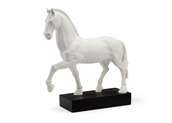 Chelsea House Horse Sculptural Accent Statue — 24.5" Tall White Matte Horse On Black Base, Modern Mantel Focalpiece 383316