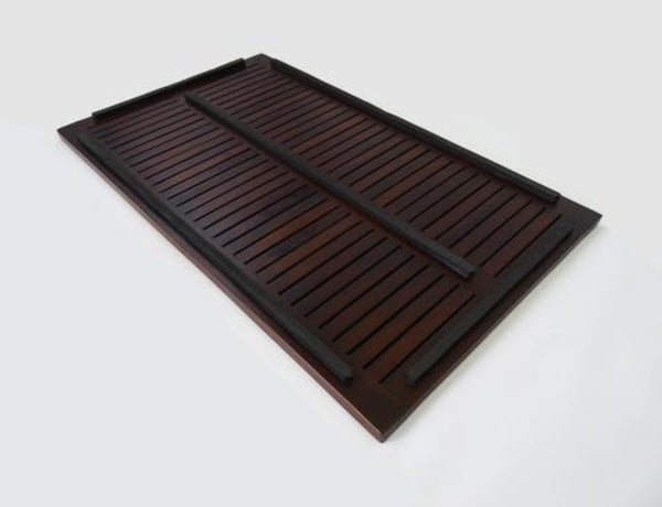 HomeRoots 31" Luxury Teak Non-Slip Bath Mat - Spa-Quality Design, Quick Drainage, Ideal for Indoor & Outdoor Use 383318