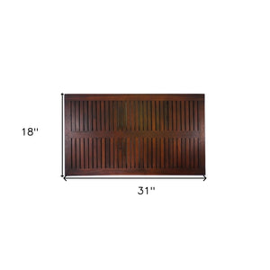 HomeRoots 31" Luxury Teak Non-Slip Bath Mat - Spa-Quality Design, Quick Drainage, Ideal for Indoor & Outdoor Use 383318