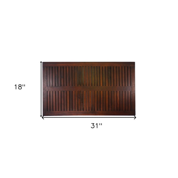 HomeRoots 31" Luxury Teak Non-Slip Bath Mat - Spa-Quality Design, Quick Drainage, Ideal for Indoor & Outdoor Use 383318