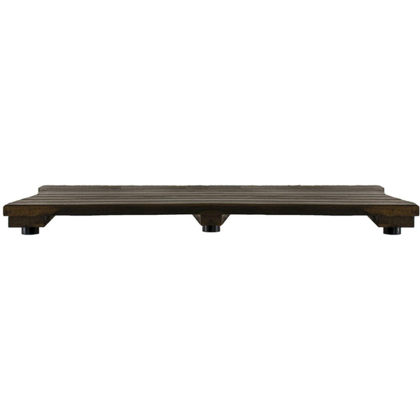 HomeRoots 40" Dark Brown Teak Slat Bath Mat – Non-Slip, Water-Resistant Design for Indoor & Outdoor Use 383328