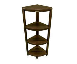 Homeroots Dark Brown 38" Curvilinear Corner Four Tier Shower Shelf   383335