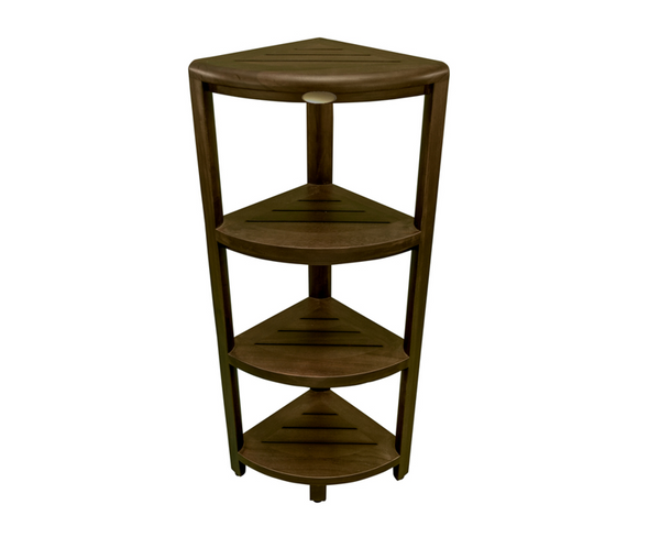 Homeroots Dark Brown 38" Curvilinear Corner Four Tier Shower Shelf   383335