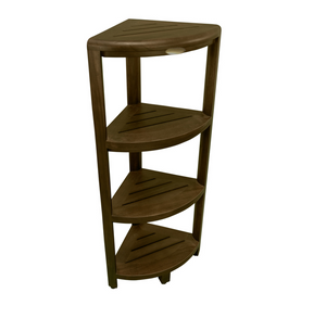Homeroots Dark Brown 38" Curvilinear Corner Four Tier Shower Shelf   383335