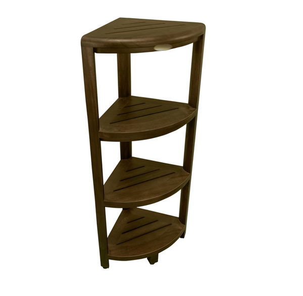 Homeroots Dark Brown 38" Curvilinear Corner Four Tier Shower Shelf   383335