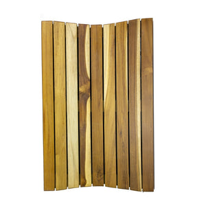 HomeRoots 23" Brown Teak Slat Bath Mat – Non-Slip, Water-Resistant, Elegant Spa Aesthetic for Indoor & Outdoor Use 383340